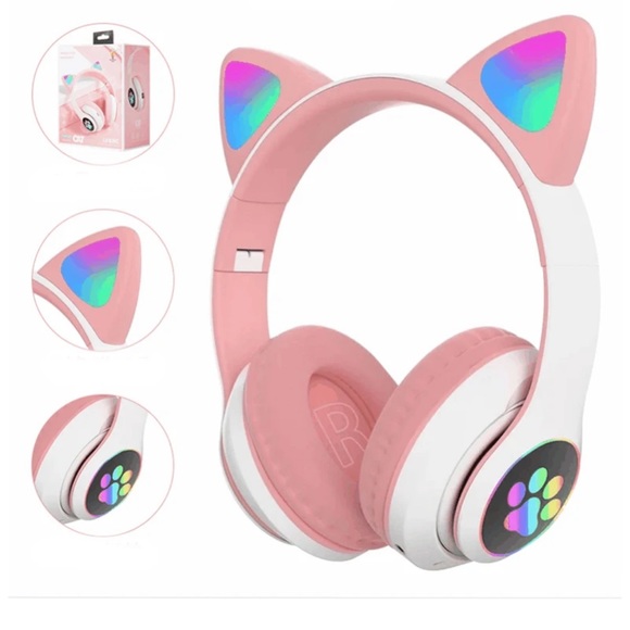 NEW - Cat Ear Wireless Headphones - Pink - Picture 2 of 4